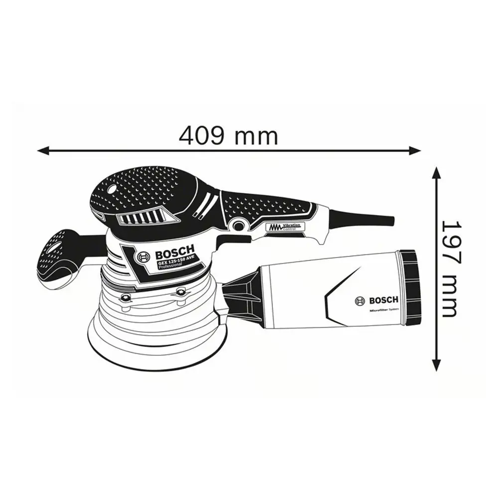 BOSCH - Levigatrice rotorbitale a filo GEX 40-150 400W misure